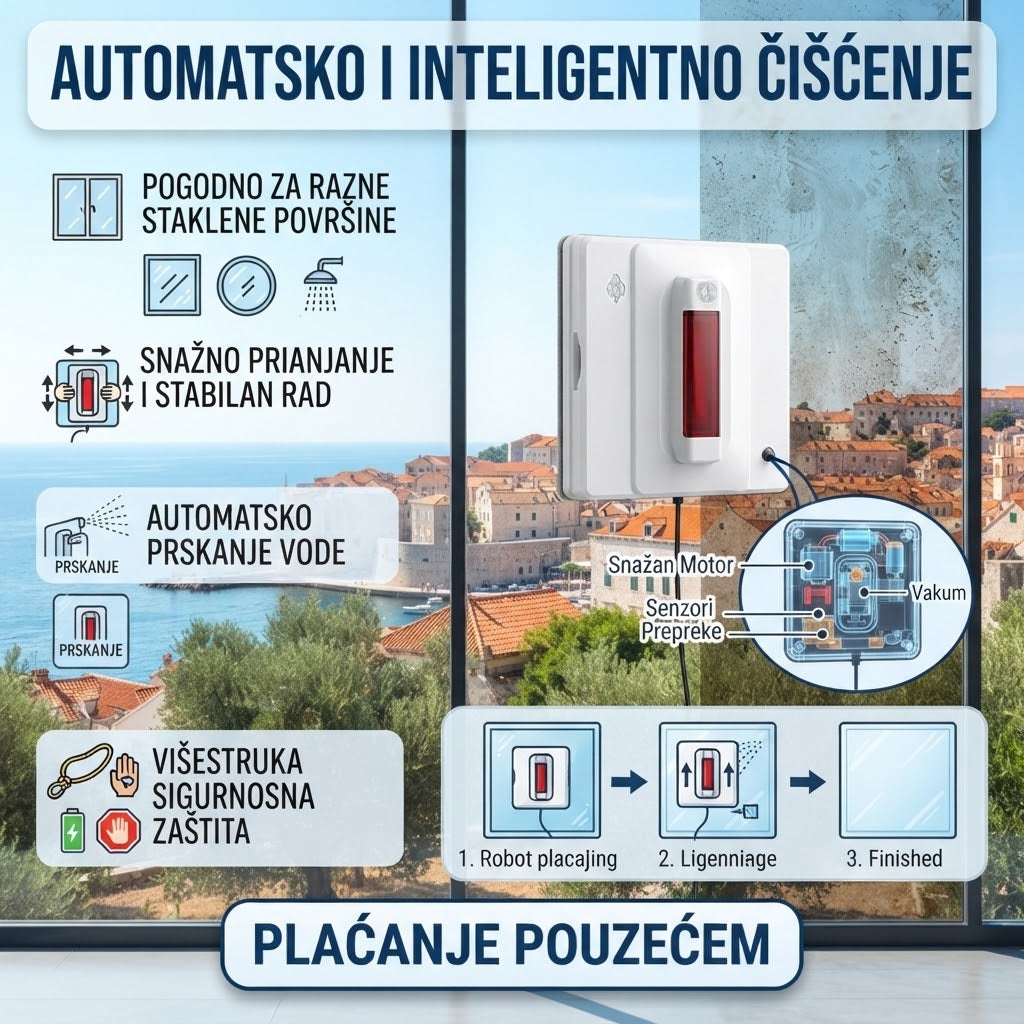 Potpuno automatski inteligentni robot za čišćenje prozora